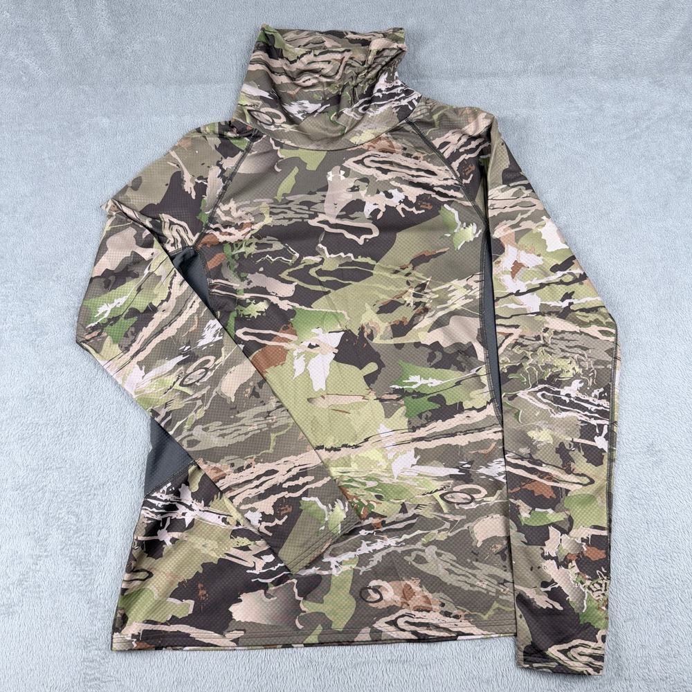 Under Armour ColdGear Fitted Mock Neck Camo Base Layer Mens 2XL Topo Camouflage